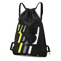 Customized drawstring pocket backpack Mens Light folding storage simple student schoolbag sports fitness backpack women