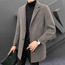 Double-sided woolen cloth coat mens 2021 autumn and winter new warm thickening trend Joker casual wool coat