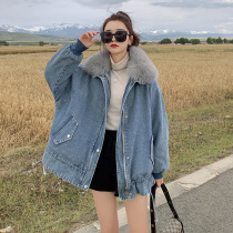 Cowboy Parker womens 2021 New plus velvet thick winter coat Korean version of loose small man ins tide cotton coat