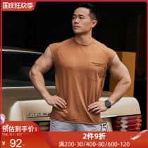 AlphaGym Printed Half Sleeve Vest Men Summer Pocket Hardcore Grand Training Fitness Exercise Short Sleeve