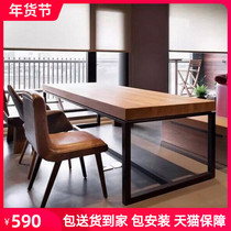 Loft conference table iron American conference table long table work table solid wood table household rectangle