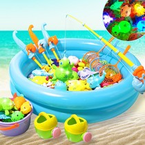 Children fishing toy suit Magnetic Puzzle Baby Play Pool Fishing Rod the family male girls parent-child interaction
