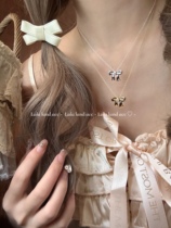 Lala land acc month light sweetheart delicate butterfly knot zircon necklace s925 pure silver gilded collarbone chain