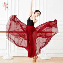 Chinese modern dance elegant Tencel chiffon 720 degree swing teacher skirt adult long dance practice skirt