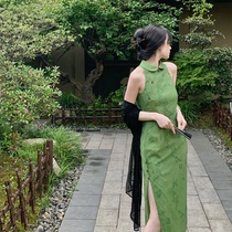 Expression lyric poems-empty leaves original classical ethereal forest green summer self-cultivation improvement cheongsam long and short