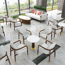 New Chinese sales department talks table and chair combination hotel clubhouse rest area reception solid wood light luxury chair customization