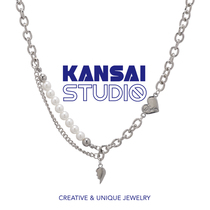 KANSAI New 2021 wings love Pearl thick stitching necklace hip hop cold wind accessories cool tide accessories