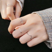 s925 silver simple lines with temperament food Ring small Korean girl geometric literary ring