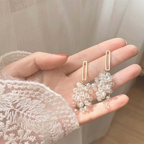 s925 silver needle earrings long crystal tassel grape earrings female Korean niche design sense earrings temperament earrings