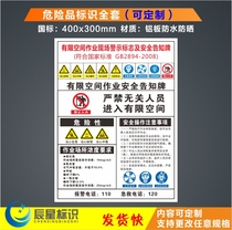 Limited space operation site warning sign safety hazard notice board warning sign warning card aluminum plate