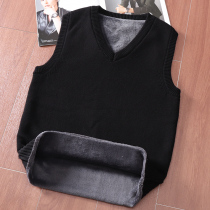 Vest vest men plus velvet padded warm autumn and winter V-neck one-piece velvet sweater sleeveless waistcoat wool thick style