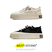 Minority Guochao Star Canvas Shoes Summer Japanese White Retro Raw Edge Thick-soled Beggar Shoes Couple White Shoes