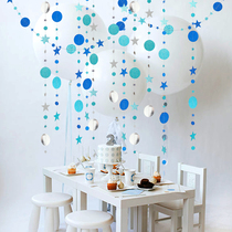 Kindergarten environment layout pendant blue ocean theme decoration material Star round flower creative hanging decoration