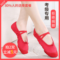 Red dance shoes childrens kindergarten womens dancing shoes soft bottom Princess practice shoes adult childrens ballet shoes