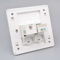 Type 86 RJ45 dual-port Internet phone wall panel CAT6 type network port with 1 non-call telephone socket