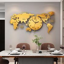 Map clock wall clock Living room creative decoration Fashion household simple Nordic light luxury modern atmosphere wall clock