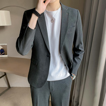Light familiar wind handsome long-sleeved suit mens suit youth Korean version of the trend student casual suit jacket Slim-fit set