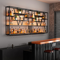 Red wine shelf wine cabinet hanging display rack restaurant wine cabinet bar bar creative wrought iron wall Wall wall hanging