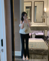 Miss Wyss 2022 springtime new headlong legs black pituitary micro-latte pants casual pants