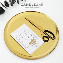 CANDLE LAB) Nordic style Gold silver round large stainless steel CANDLE TRAY STORAGE TRAY M1