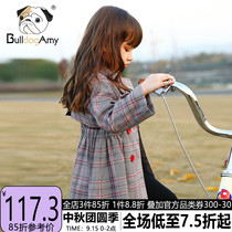 Girls Plaid Jacket 2021 Autumn New Childrens Wear Western Style Korean Childrens Wind Coat Spring and Autumn