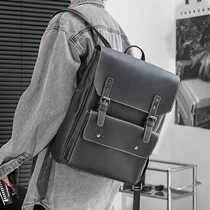 New Korean version double shoulder bag mens leisure large capacity backpack retro leather computer bag trendy bag fashion mens bag