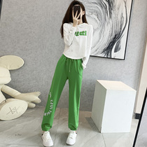 New leisure sports suit womens pure cotton fashion small sub-Han version two sets of dancing running upscale net red tides