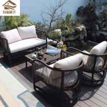 Outdoor sofa combination outdoor homestay sales department New Chinese balcony leisure creative rattan sofa coffee table rattan chair