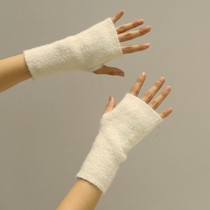 Autumn and winter warm wool half finger gloves cashmere knitted wrist female Dew finger half leakage finger Joker office writing