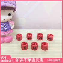 Stock supply of red background black plastic hanger size ring plastic size label clothing store size buckle letter