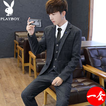 Playboy suit suit suit men Korean business casual suit groom wedding dress slim professional wear