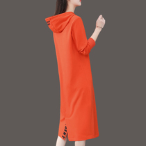 Even cap sweater womens foreign air weight reduction 2022 The new spring and autumn thin section 100 hitch a loose Korean version of the long section of the dress