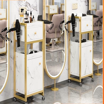 Barber shop tool cabinet Hair salon special hair cutting mirror table shelf Beauty cabinet Light luxury hair tool cart