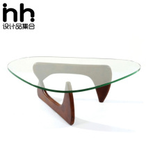 Wild mouth Yong tea table triangular opposite tea table designer tea table Nordic modern solid wood minimalist glass tea table