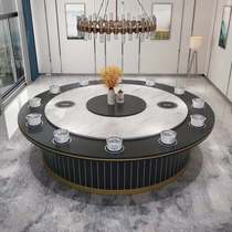 Hot pot table induction cooker integrated one person one pot electric dining table round table marble turntable hotel high-end customization