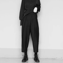 GARBASTES DESIGN SENSATION Pendant High Waist Magic Sticker 90% Straight Drum Radish Casual Western Pants Woman Mountain Ben Dark Black