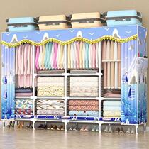 Wardrobe simple cloth wardrobe steel pipe bold reinforcement non-solid wood large double single cloth wardrobe storage rack wardrobe