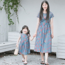 Pro-daughter dress female dress foreign air dresses thin with no different pro-dress pure cotton short sleeve Mother girl dress Summer