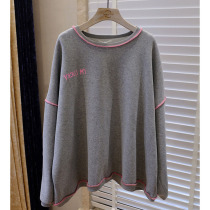 Eurostock Spring New Design Sense Loose Letter Printed Loose Grey Sweatshirt Womens Day Department Gentle Temperament Blouse