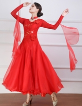 National standard dance performance dress long dress Waltz big skirt luxury snowflake modern dance dress Diamond Ballroom Dance