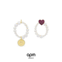 APM Monaco love smiley face asymmetrical pearl earrings irregular summer 2021 new trendy earrings