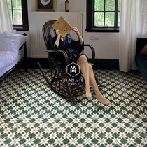  Shanghai retro old house dark green marble mosaic tiles Bed and breakfast bathroom balcony Hong Kong-style floor tiles