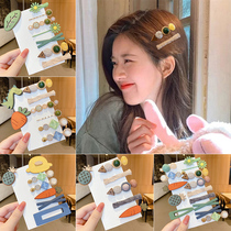 Net red 2021 New hairclip female side plush hairpin clip headgear bangs cute Japanese side clip clip
