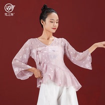  Fan dance Chinese style classical dance practice clothes Body rhyme training short gauze clothes elegant performance clothing tops Summer