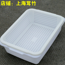 Large thickened double-layer plastic washing basket Kitchen drain basket Household commercial rectangular fruit basket Cat litter basin