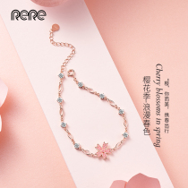 Cherry blossom bracelet girls summer sterling silver 2020 new ins cold wind bracelet jewelry birthday gift for girlfriend