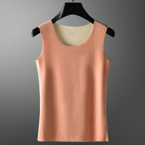 Mulberry Silk Warm Vest Woman Sashimi With Bottomed Inner-style Autumn Clothes Winter Plus Suede thickened Devet Scarless Harness Underwear