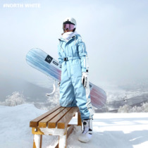 # NorthWhite veneer baby blue one-piece ski suit set windproof waterproof thick warm professional snow pants