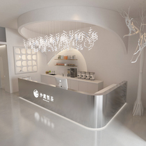 Stainless steel beauty salon milk tea shop curved bar desk front desk simple modern barber shop clothing store cash register corner