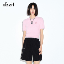 dzzit ground vegan 2022 spring special cabinet new round neckline sweatshirt short sleeve knitwear for women 3E1E3011G